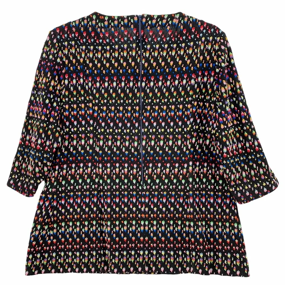 Vintage Handmade Black Zipper Back Shirt with Rainbow Colors Detailing - Picture 5 of 8